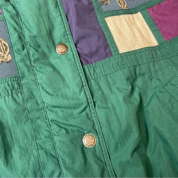 Izzi Vintage 80’s 90’s Western Cowboy Boots Patch Green Purple Jacket Size M - Picture 16 of 16